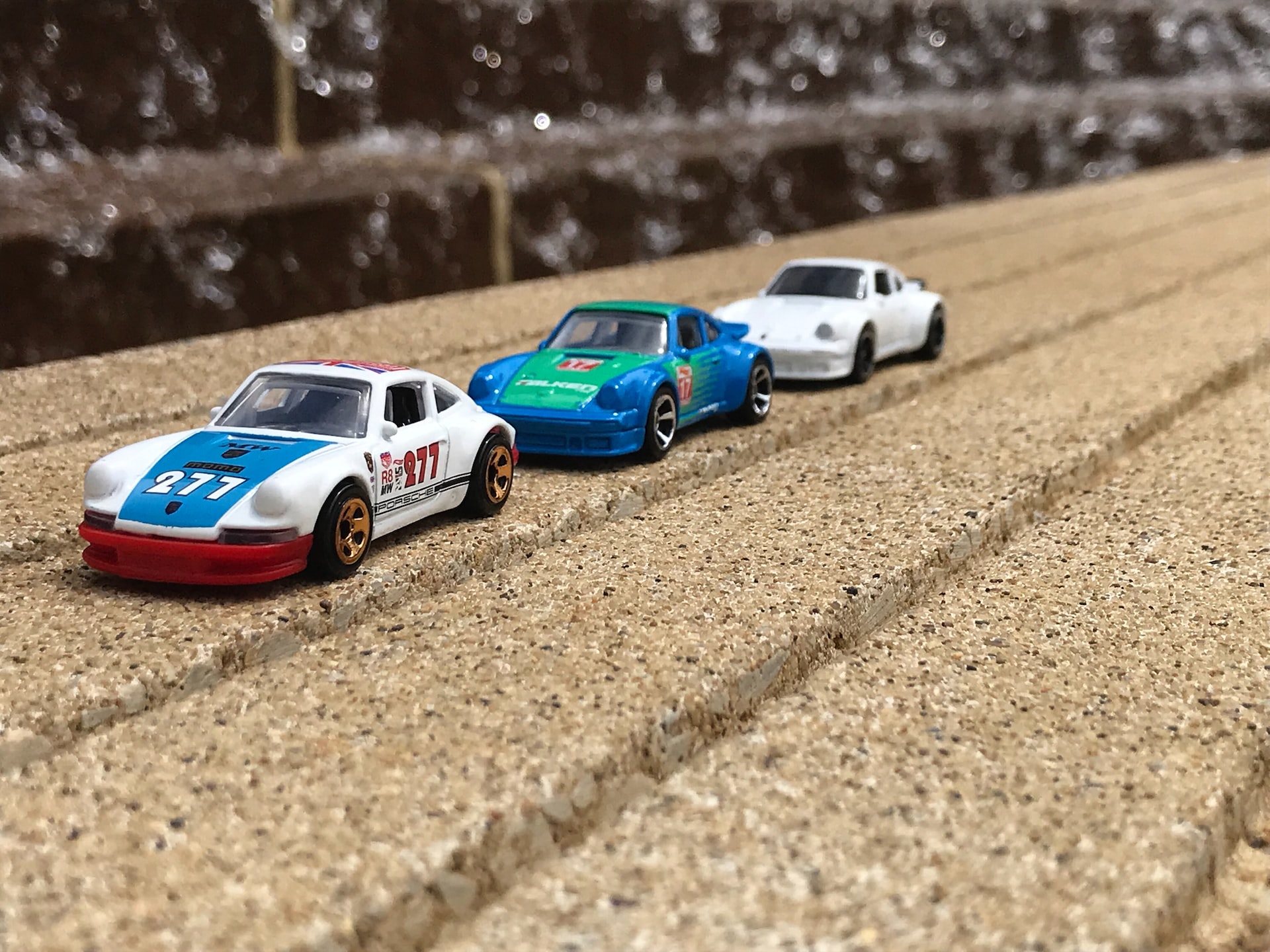 white and blue toy cars